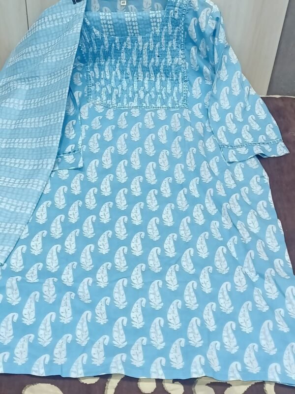 Pure Cotton Blue Kurta Set